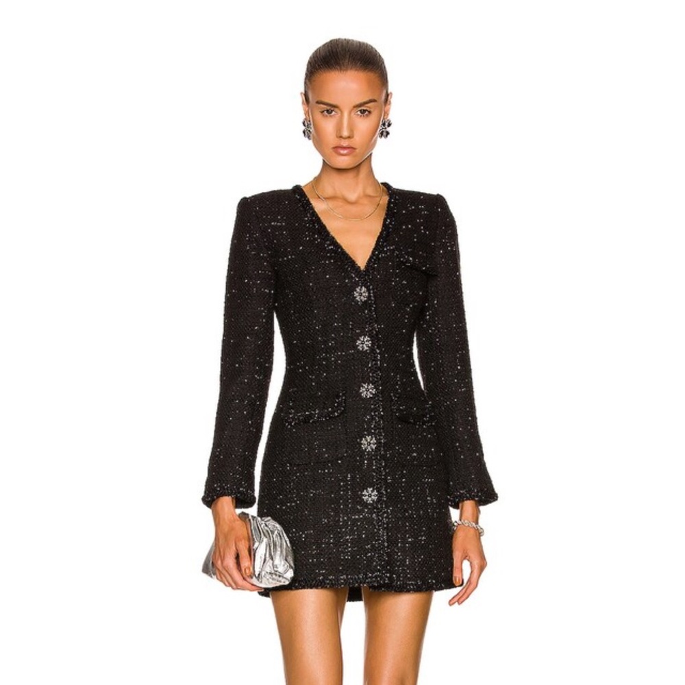 COPY - SELF-PORTRAIT Boucle Mini Dress in Black